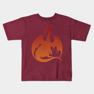 Orange Red Dragon Kids T-Shirt